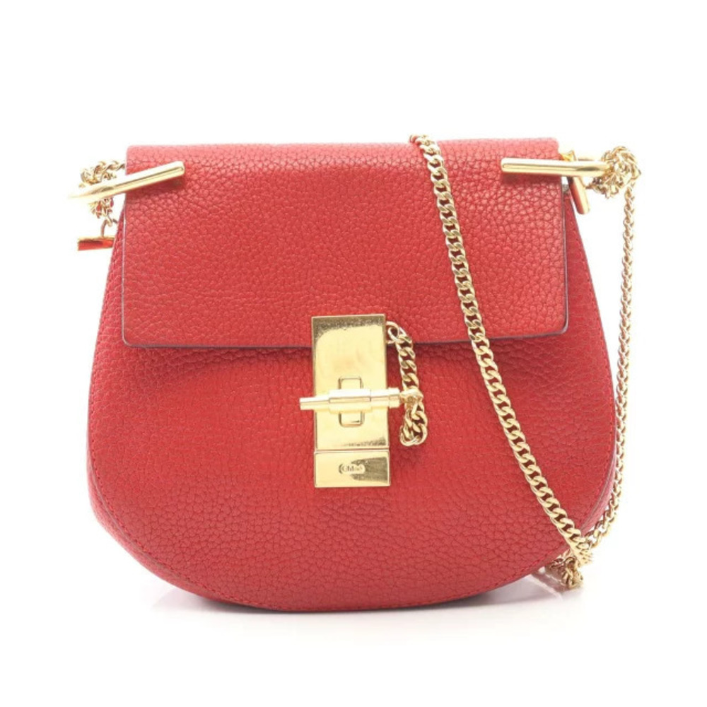 Chloe Drew Shoulder Bag Leather Red